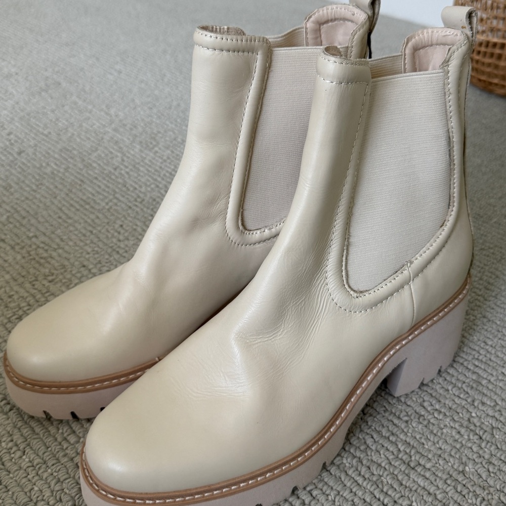 Dolce Vita Cream Ankle Booties with Chunky Sole
